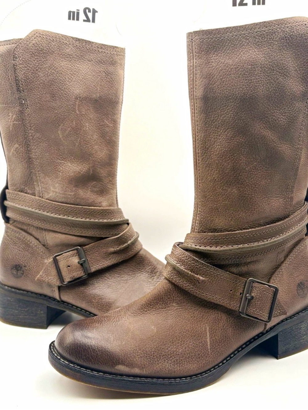 Timberland Women's Brown Leather Lace-Up Harness Boots